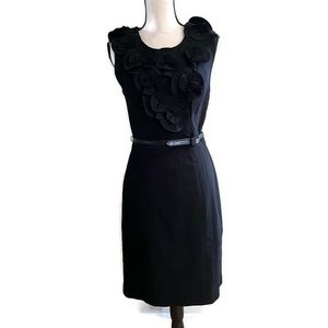 Badgley Mischka Little Black Dress with Flowers | Size 6